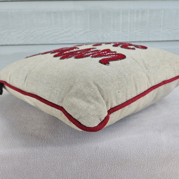 Nanette Lepore Beige Red Tis The Season Holiday Christmas Decorative Pillow 17" - Picture 5 of 12